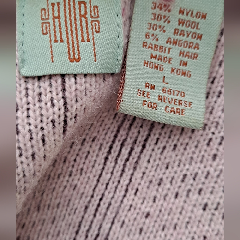 Anthropologie HWR Monogram Purple Herringbone Fringed Cardigan - Picture 8 of 8